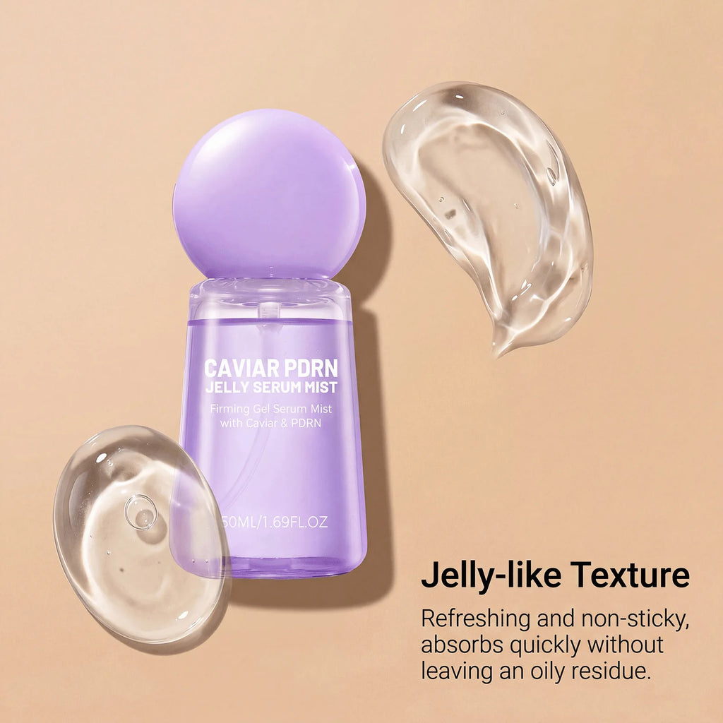 Caviar PDRN Jelly Serum Mist Smooth Dry Lines Nourish Hydrating Skin Brighten Skin Tone Tighten Facial Pores Jelly Essence Spray