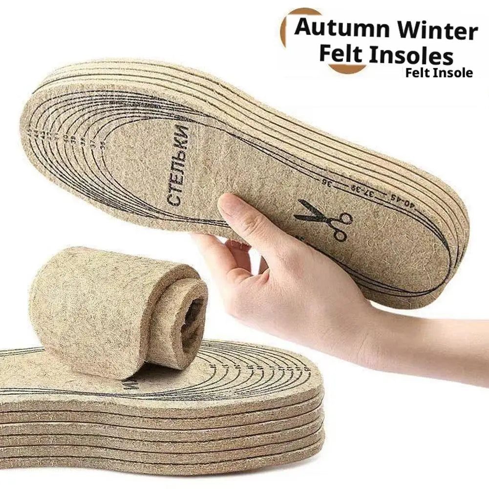 7mm Extra Thick Wool Felt Insoles Winter Warm Thermal Shoe Pads Cut to Fit Breathable Deodorant Cushion Unisex 2/4/10/20 Pairs