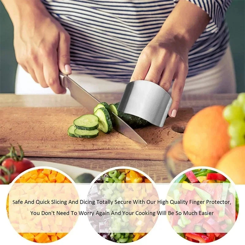 Stainless Steel Finger Protector Anti-cut Finger Guard Safe Vegetable Cutting Hand Protecter Kitchen Gadgets Kitchen Accessories