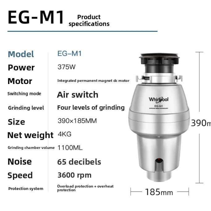 Food waste disposer, household kitchen food waste shredder, air switch EG-M1 Food Waste Disposers