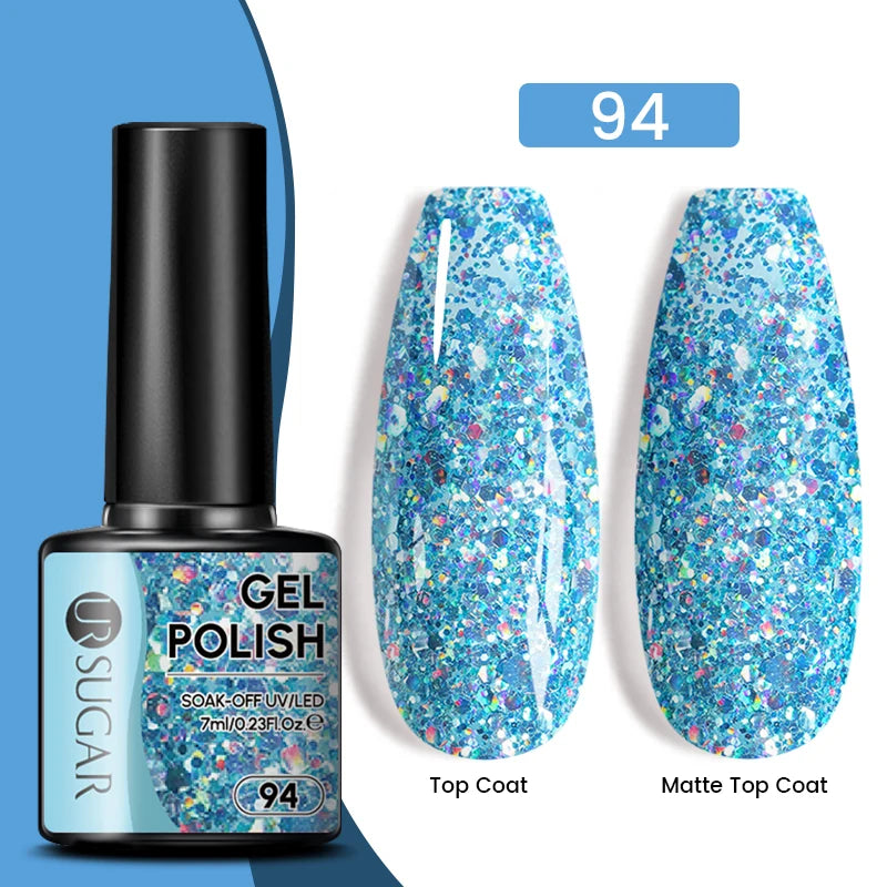 UR SUGAR 7ML Valentine’s Day Gel Nail Polish 107 Colors Classic Black Red Glitter Semi Permanent Autumn Soak Off UV Gel Varnish