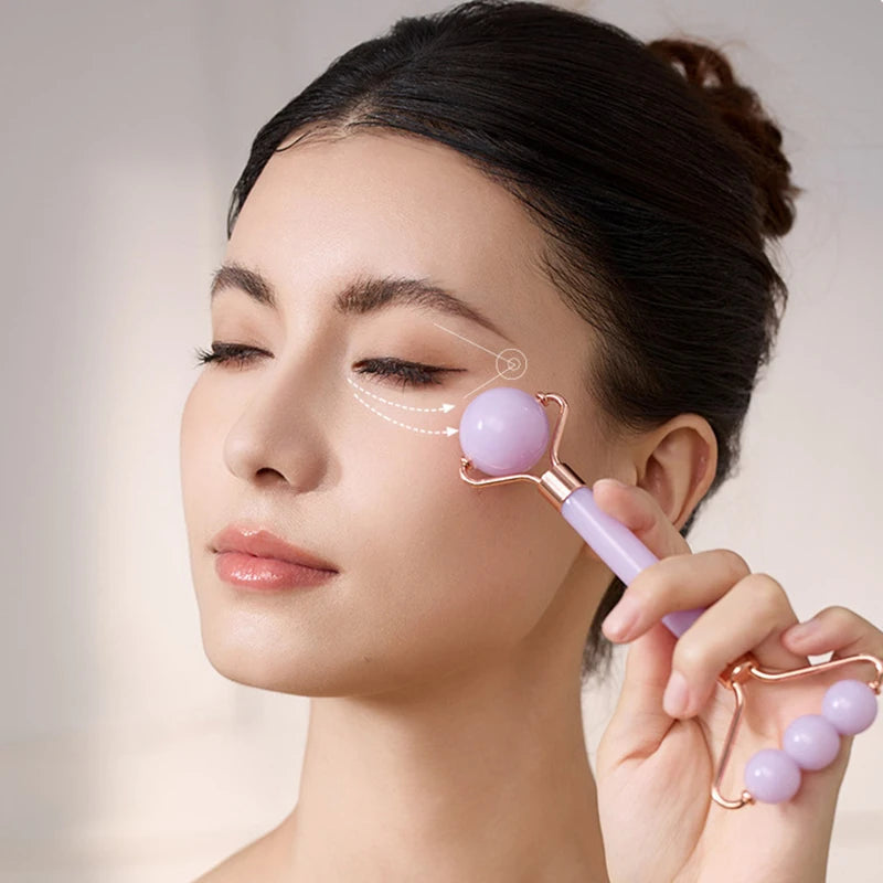 Double Head Facial Massage Roller Eyes Face Lifting Tighten Resin Guasha Board Roller Face Spa Massager Beauty Skincare Tools
