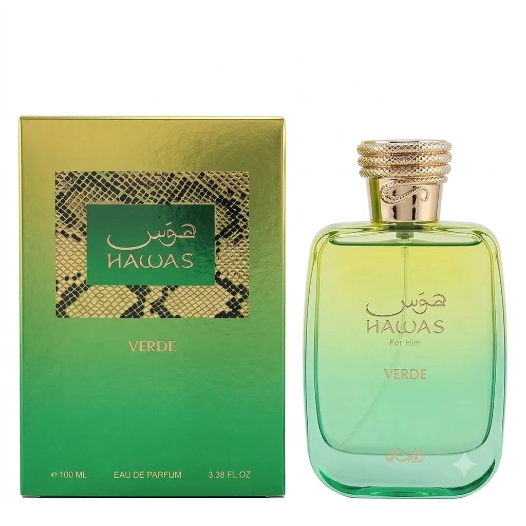 Hawas Verde Ice Perfume, Premium Long-Lasting Men's Eau de Parfum, Luxury Woody Fresh Scent Spray, Best Fragrance Gift.