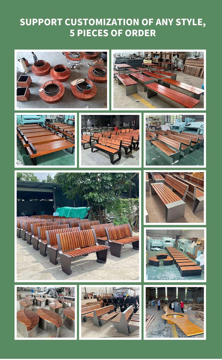 Thermal Designer Wooden Bench with Stainless Steel Frame Dual-Purpose Indoor Outdoor Seating Leaf-Shaped Wooden Slat Seat
