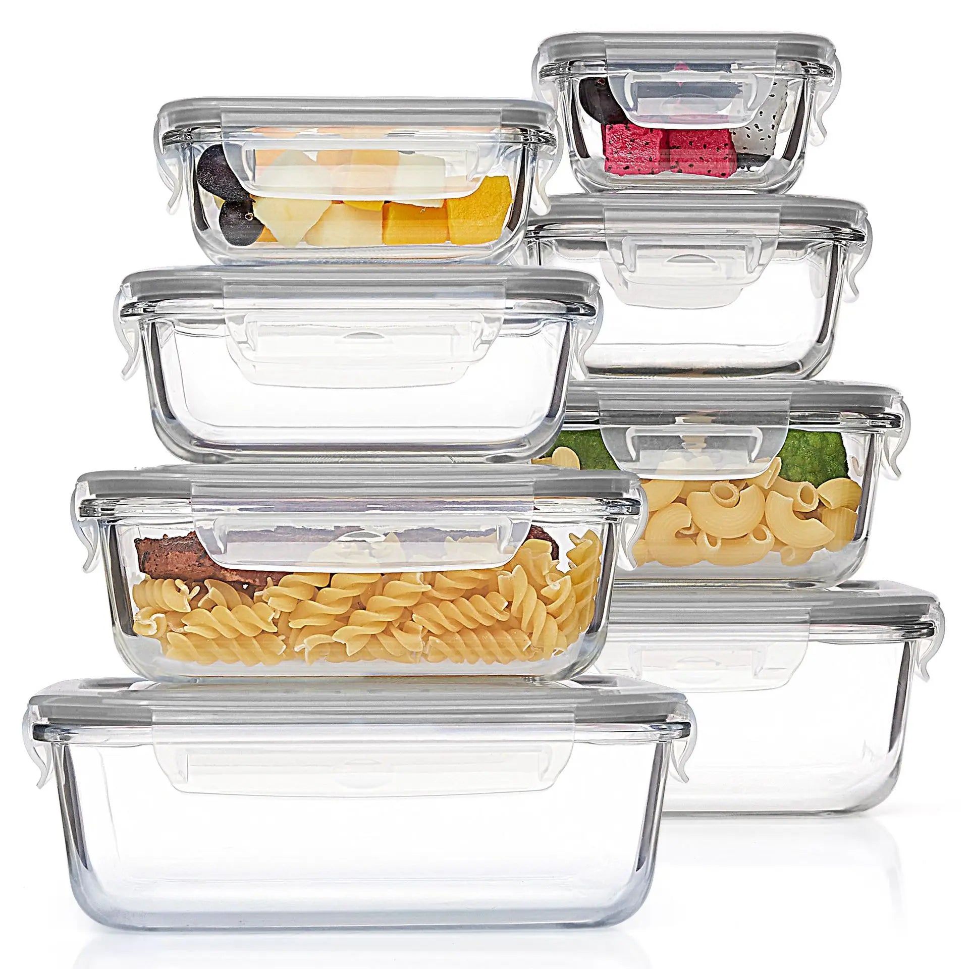 Glass Lunch Box Food Storage Containers, Meal Prep , Airtight Bento Boxes, for Microwave, Oven, Freezer and Dishwasher, BPA Free
