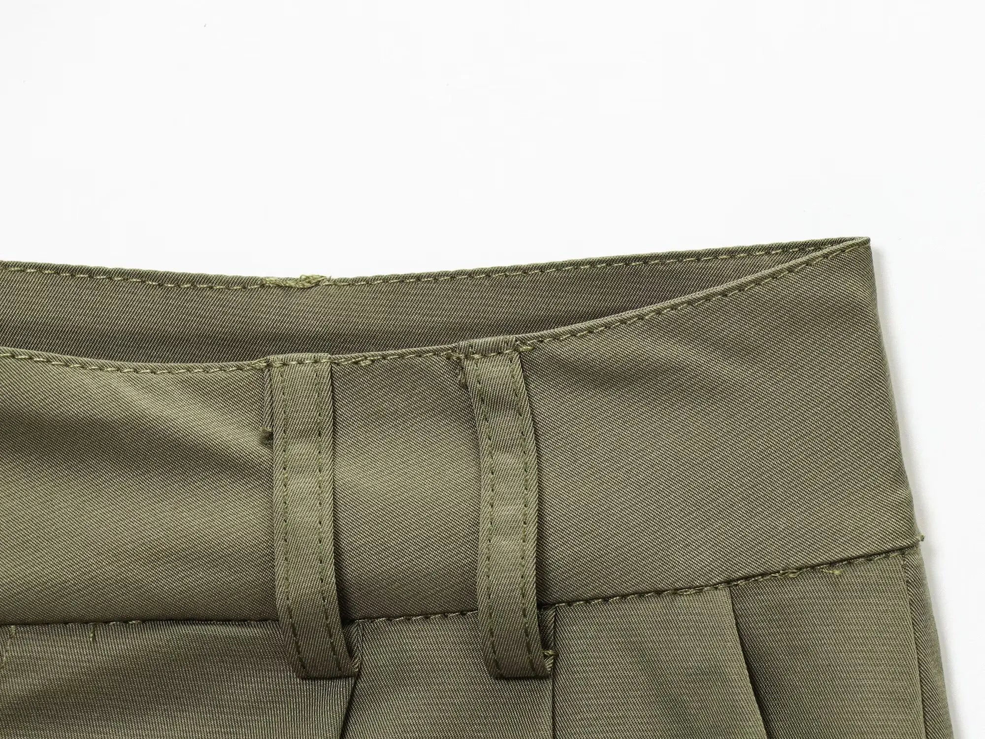HH Women Summer Solid 2-Piece Set Button Pocket Decoration Short Sleeve Lapel Shirts+High Waist Pleated Zipper Casual Shorts