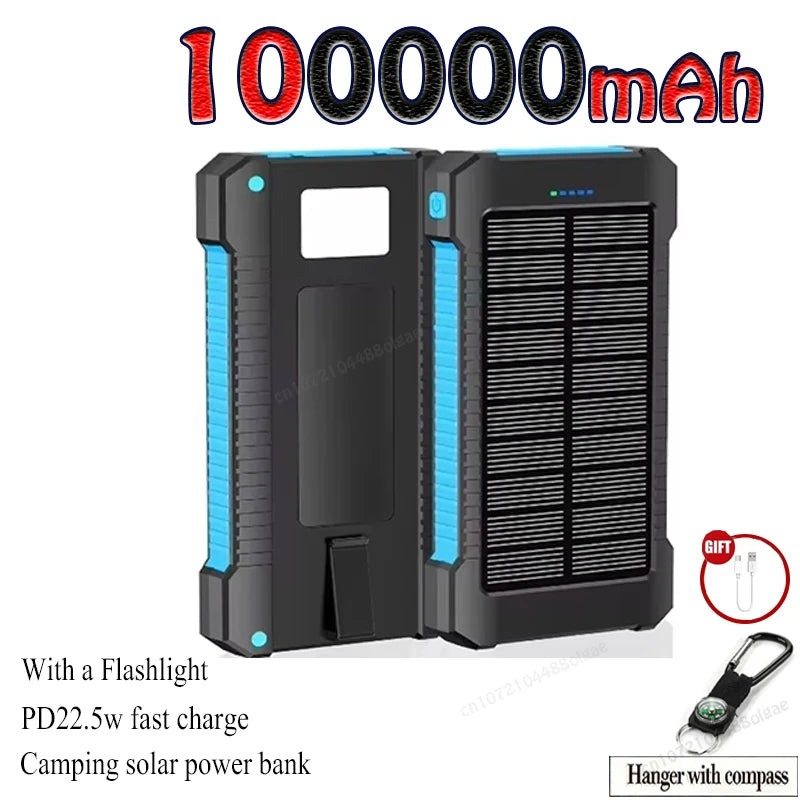 500000mAh Waterproof Outdoor Solar Power Bank Dual USB Travel Portable Solar Phone Charger Solar Powerbanks for Xiaomi Camping