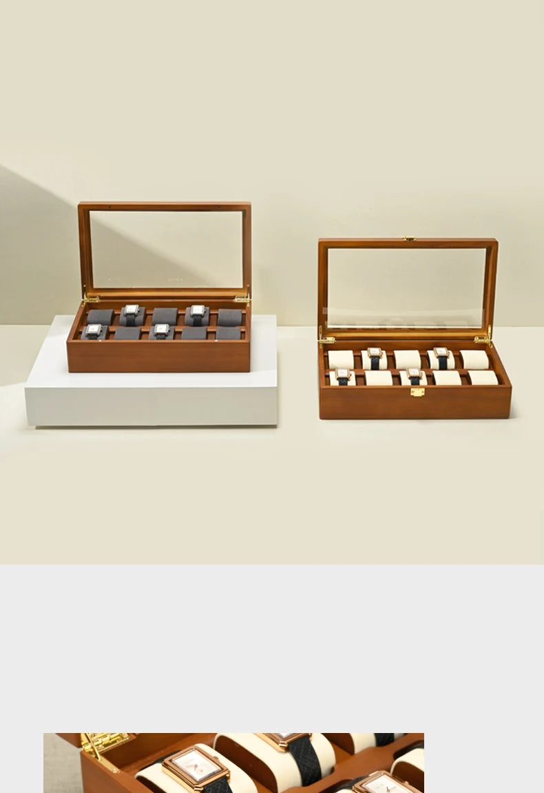 Oirlv 10-Slots Watch Box Jewelry Organizer Case Watch Organizer Large Multifunctional Watch Display Case Watch Storage Box