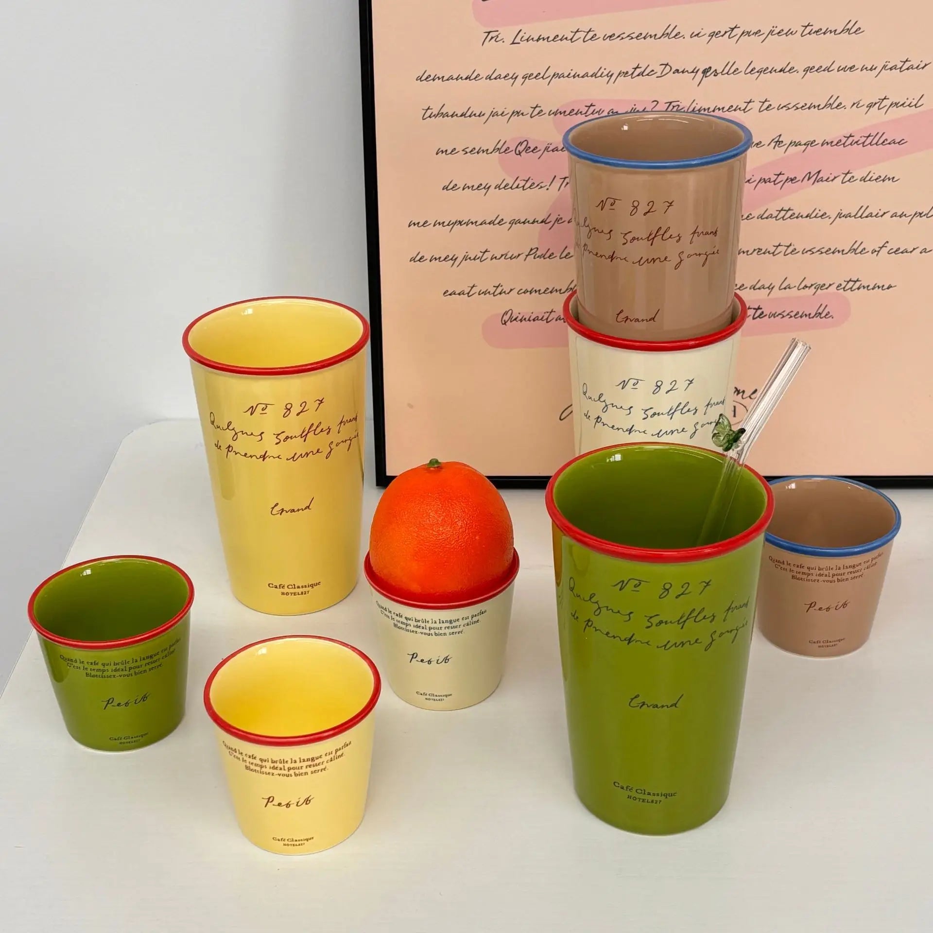 Paper  Shaped Coffee  Retro Mug Hand-held Colorful Letter Ceramic Cup Breakfast Milk Cup