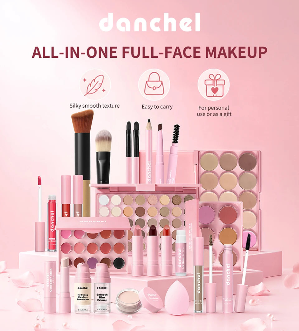 All In One Makeup Set Gathering All Cosmetic Including Base Makeup, Concealer, Contour ,Powder Blusher, Eyebrow Eye, Lip Makeup