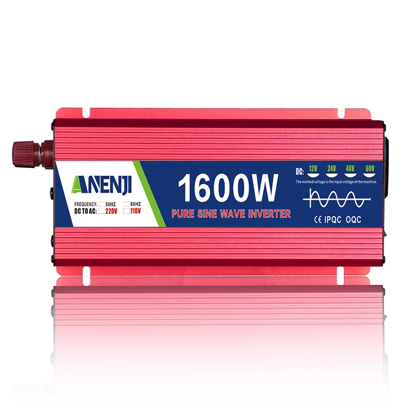  Car Inverter 1000W 1600W 2200W 3000W Pure Sine Wave DC 12V to AC 110V 60Hz Power Transformer Voltage Portable DC/AC Converter