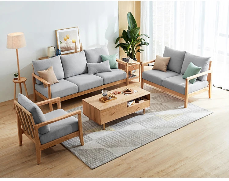 Wooden Sofa with Removable Cover Feature