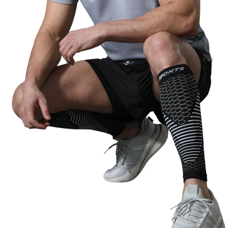 Sports Calf Compression Leg Sleeves for Running, Elastic Anti-Fatigue Shin Guards for Men Women Breathable Athletic Leg Support
