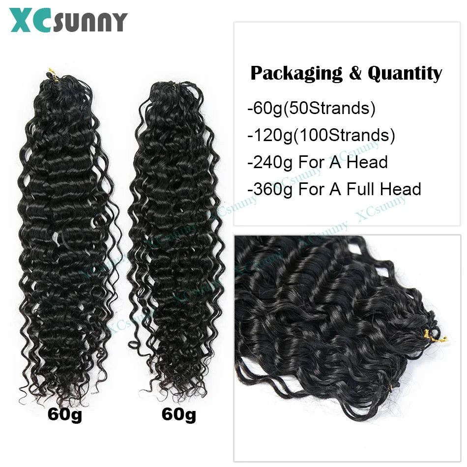 Water Wave Crochet Human Hair Curly Invisible Knotless Crochet Human Hair Extensions With String In The Middle Pre Separated