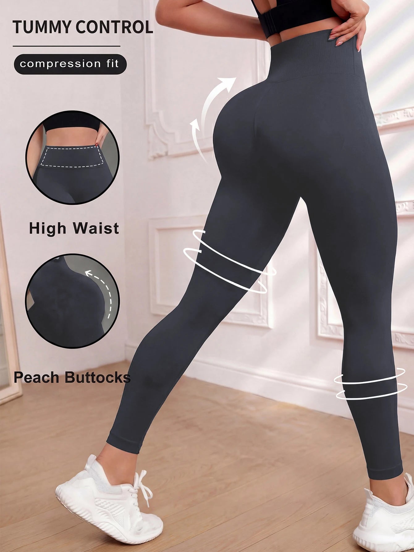 Women's High waisted yoga Leggings solid color slim fit Hip Lifting stretch leggings quick drying breathable fitness sport pants