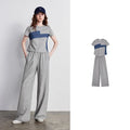 TOYOUTH Women Two Piece Set 2026 Summer New T-Shirt Wide Leg Pants Color Block Splicing Casual Sporty Trendy Outfits