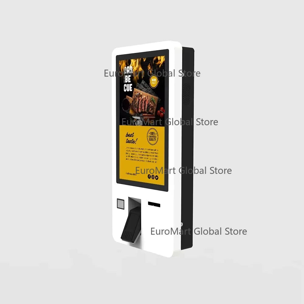 21.5 Inch Touch Screen Wall Mounted Kiosk for Indoor Use Payment Self Ordering Interactive Printer Fast Food Restaurant SDK
