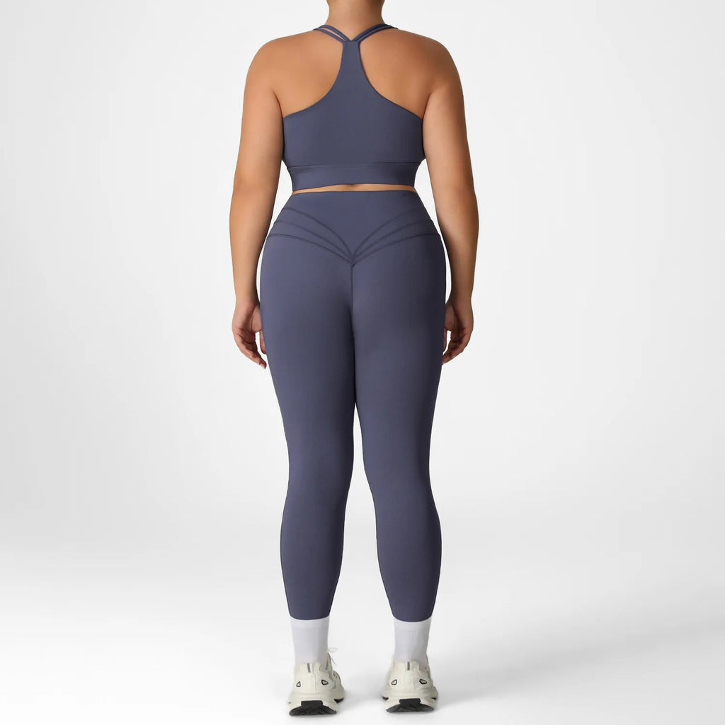 Plus Size Women Yoga 2 Piece Set Y Back Sports Bra High Waist Scrunch Butt Leggings Gym Set Fitness Workout Activewear Outfit