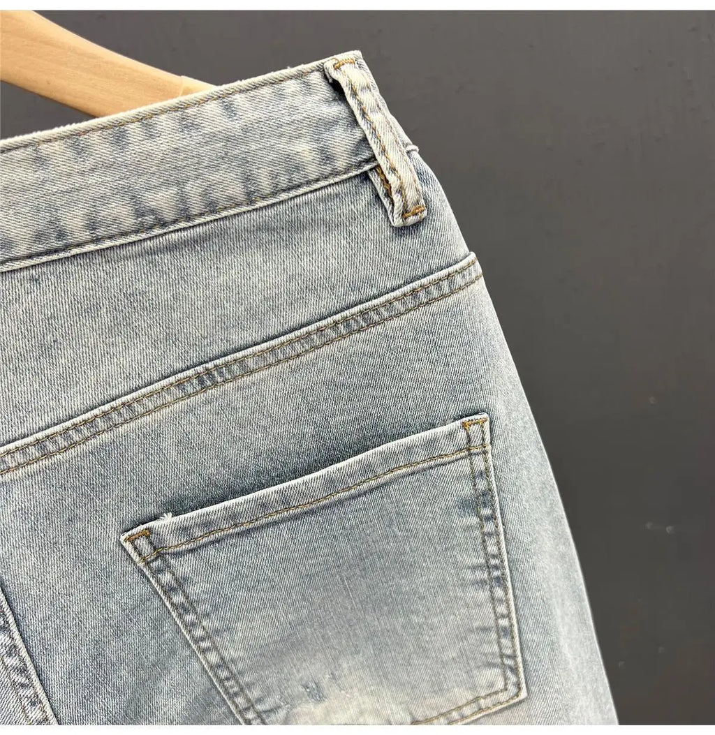 New Stylish Men's Denim Jeans Fashion Skinny Pants Summer 2023 Cowboy Casual Long Embroidery Washed Luxury Clothing for Men