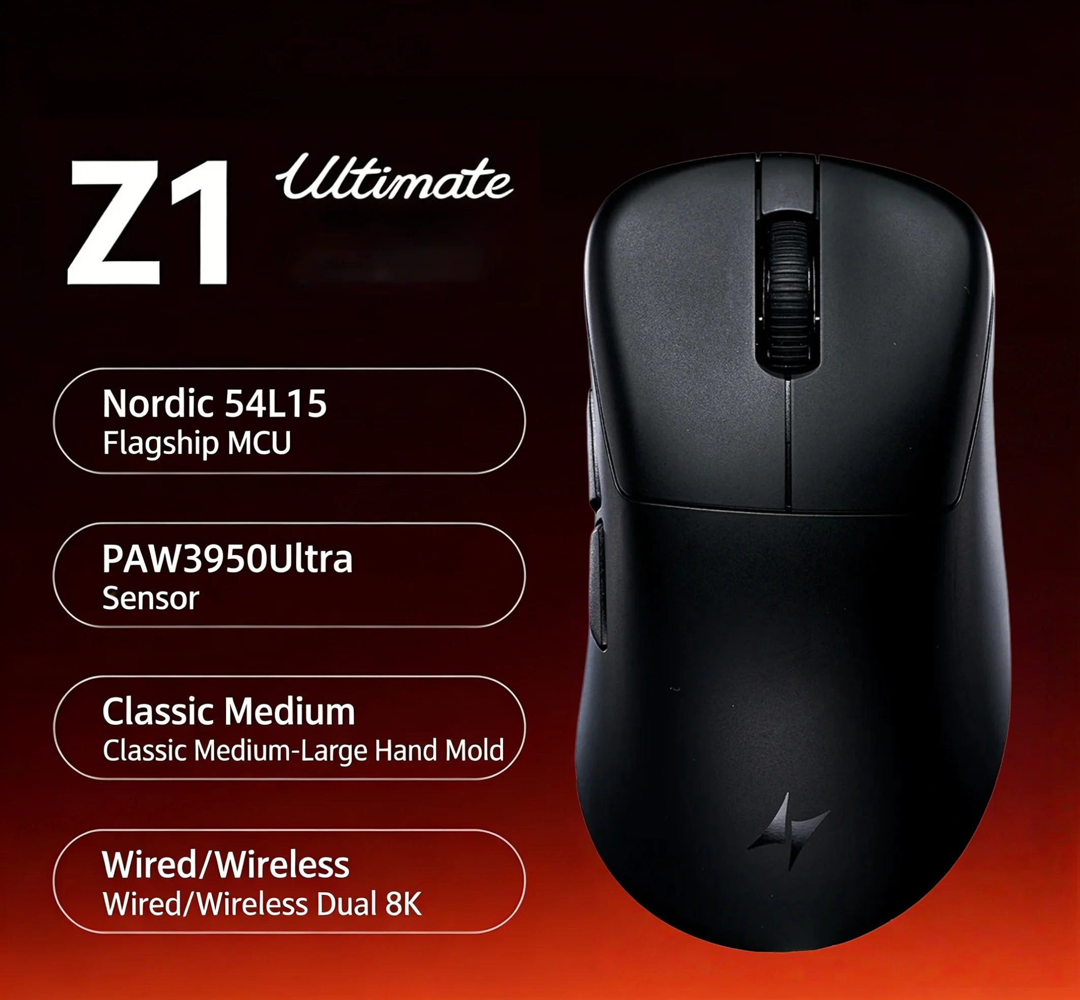 ATK Blazing Sky Z1 V2 Ultimate E-sports Lightweight Mouse Wireless Dual Mode PAW3950 Ultra 8K Right-handed engineering Mouse