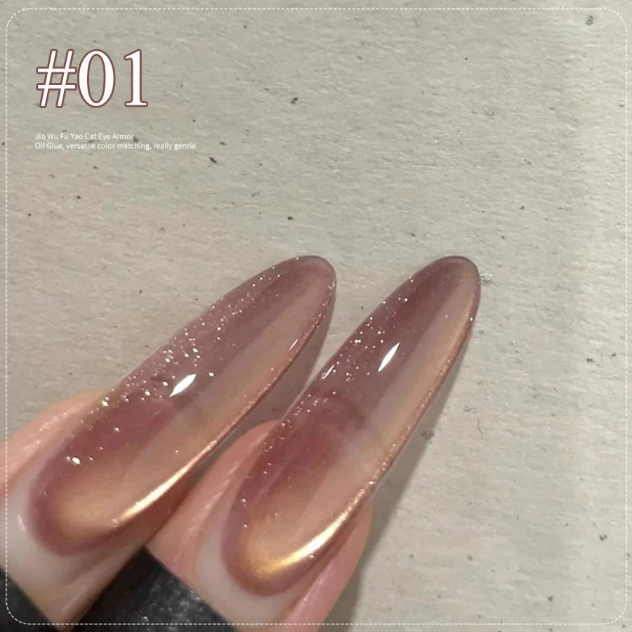 1-4pcs WS Autumn Winter Nails Pink Gold Cat's Eye Gel Nail Polish Glue Super Flash Golden Pink Porcelain White Glass Beads Gel