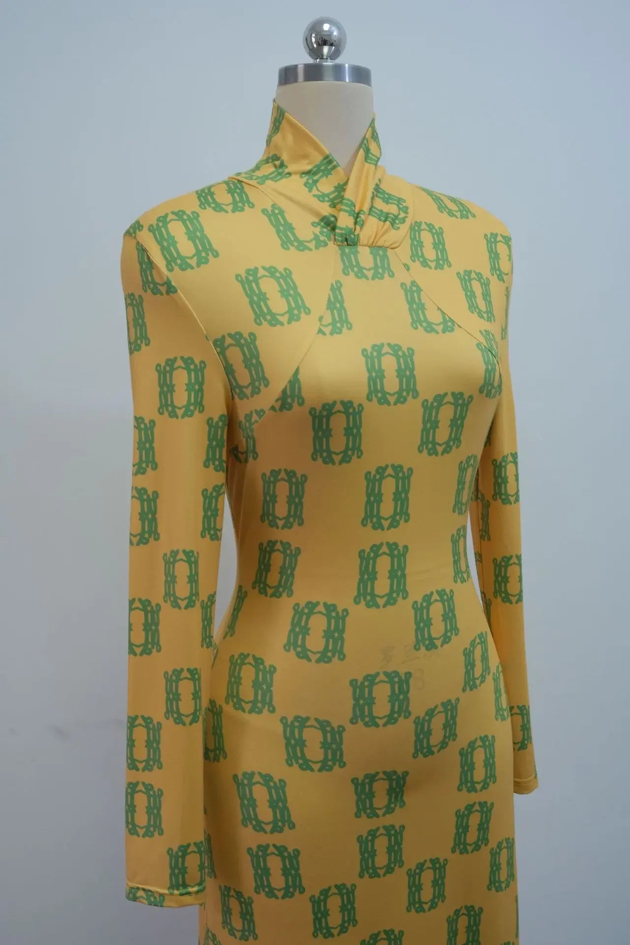 Fashionable Long Sleeve Slim Fit Print Wrap Bodycon Dress Spring Summer New Arrival Women's Clothing Cross-Border Style