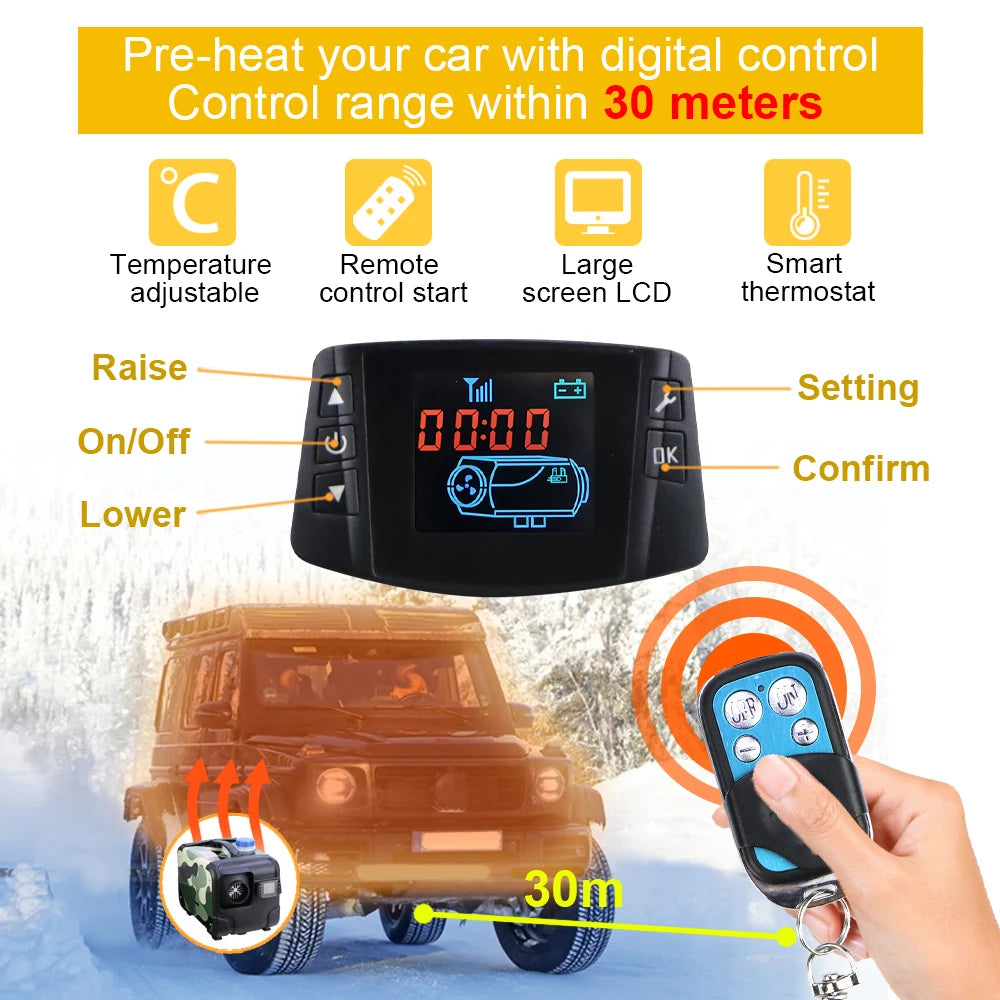 12V 24V 220V 3-in-1 Universal 5KW Car Heater Auxiliary Air Heating Low Noise Heater For Truck Bus RV Motorhome Trailer Boat