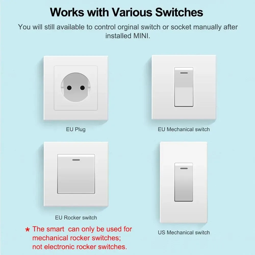 16A WiFi Smart Switch DIY Work with Tuya  Smart Life APP Smart Home Alexa Yandex Alice Mini Interruptor Two Way Voice Control