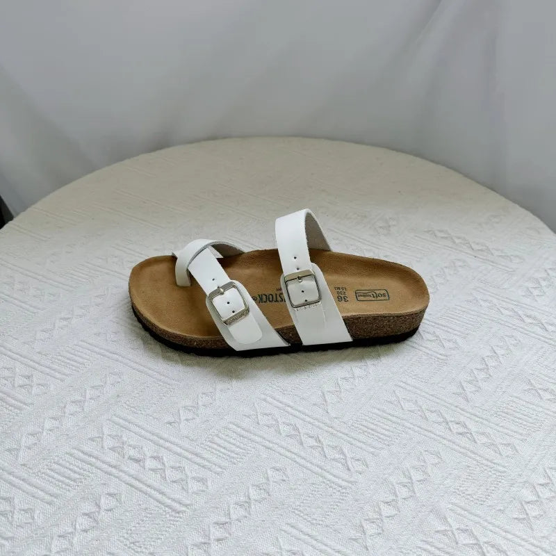 Summer Ins Hot Slippers New Women Cork Clogs Slippers Footbed Beach Sandals Outdoor Suede Clogs Sandals with Adjustable Buckle