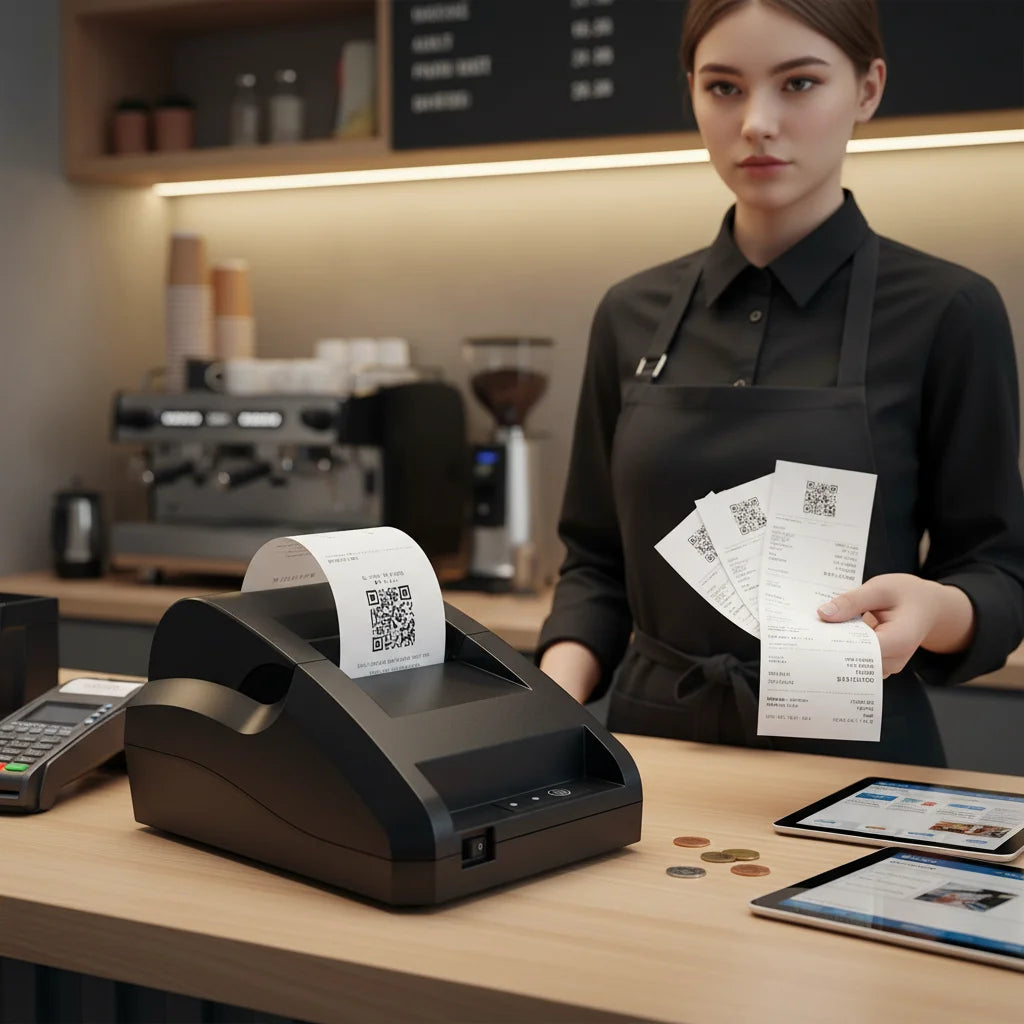 Small Desktop Thermal POS Receipt Printer for Retail Wireless Bluetooth Invoice Printing Machine with Cash Drawer