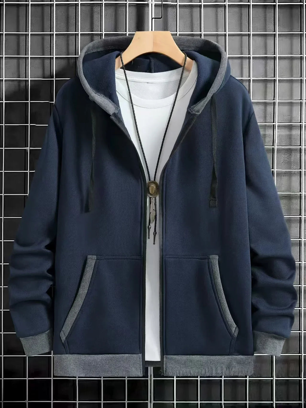 Spring and Autumn Men's Zipper Jacket Warm Windproof Hoodies Thickened Cardigan Sports Long Sleeve Sweatshirts Hooded Coat