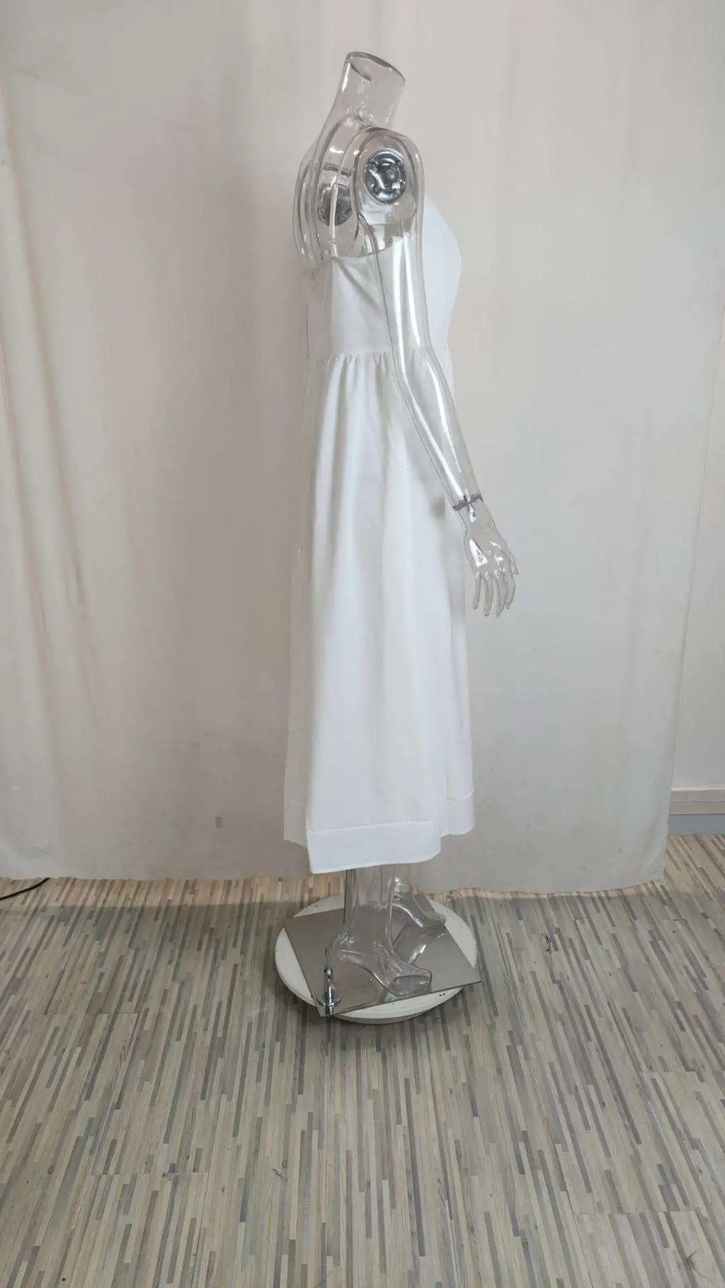 Summer Fashion Casual Sexy Big Skirt Pure Color Strapless Dress Women's mid Waist A-Line Skirt Polyester Fabric No Sleeve