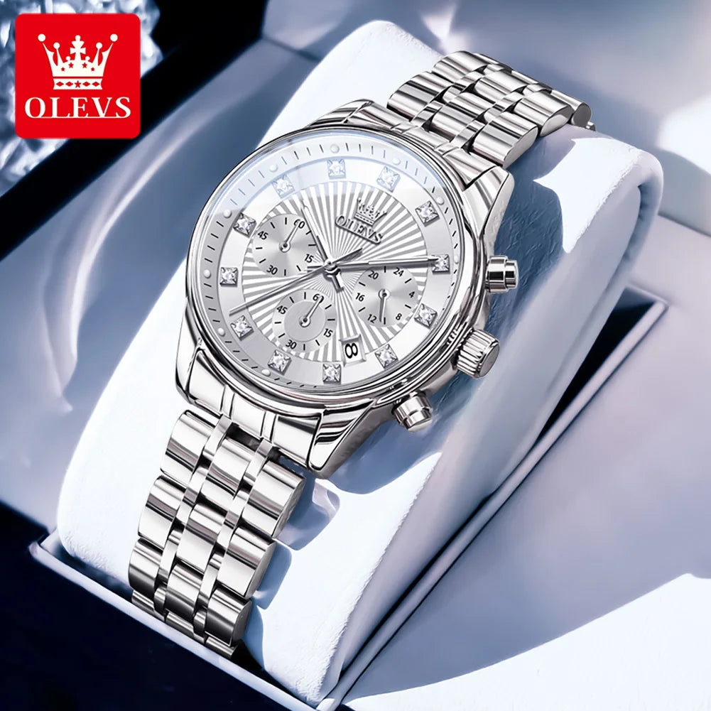 OLEVS 3669 Womens Watch Fashion Brand Waterproof Luminous Multifunctional Chronograph Quartz Watch Date Ladies Watches With Box