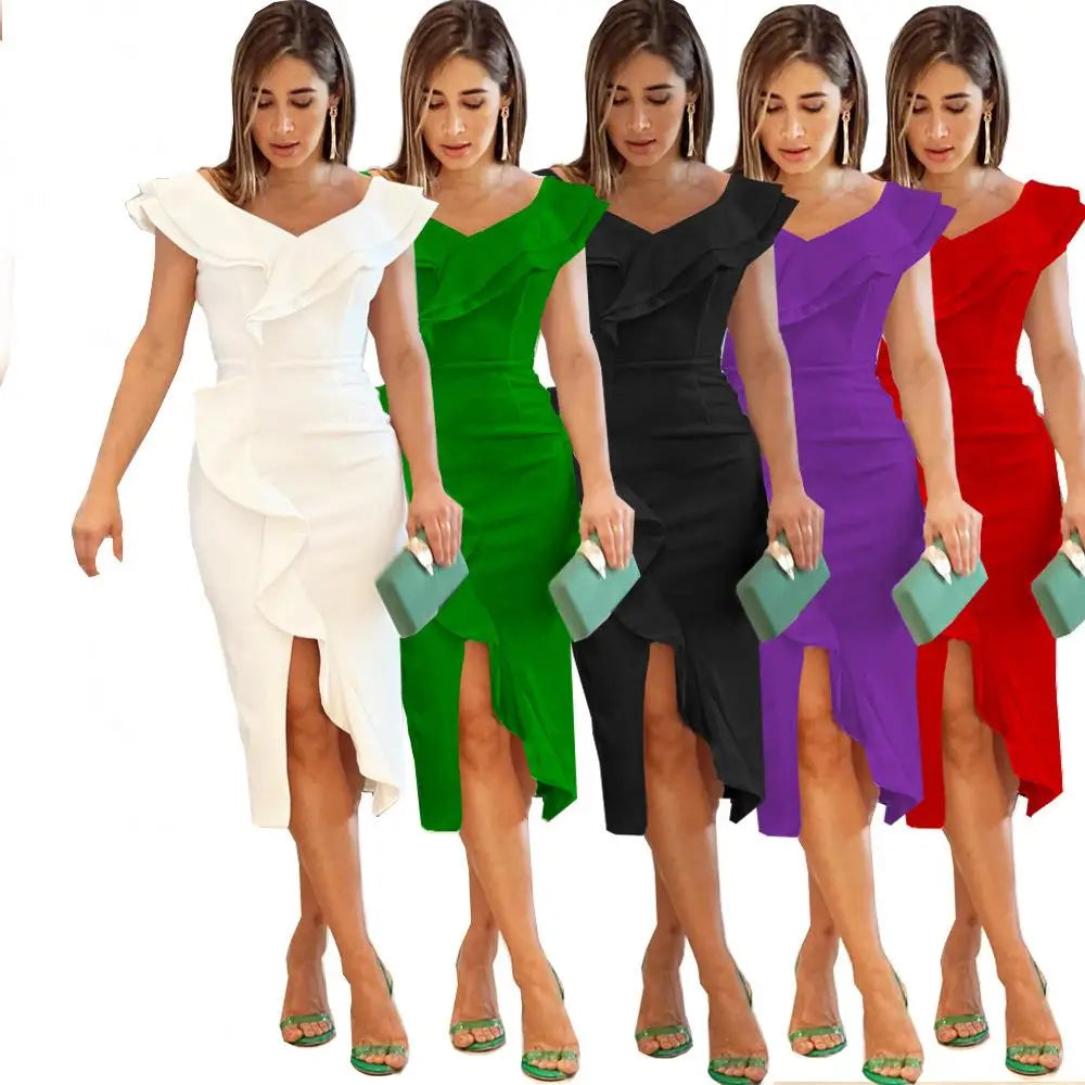 Summer Women's Pure Color Short Sleeve Long Dress Cleanfit Loose Waist Polyester Cotton Blend Regular Sleeve Basic Style