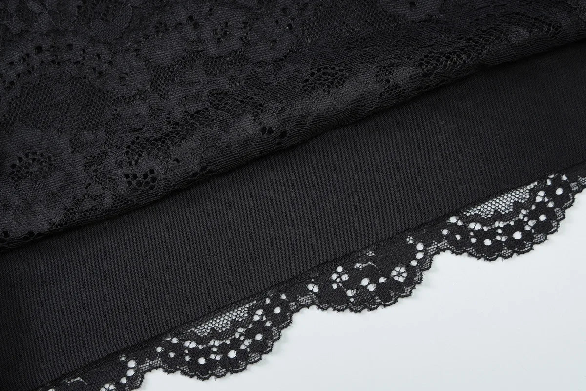 Woman Clothing Spaghetti Strap Mesh Lace Patchwork Party Club Dress Female Sexy See-through Sleeveless Short Evening Dresses
