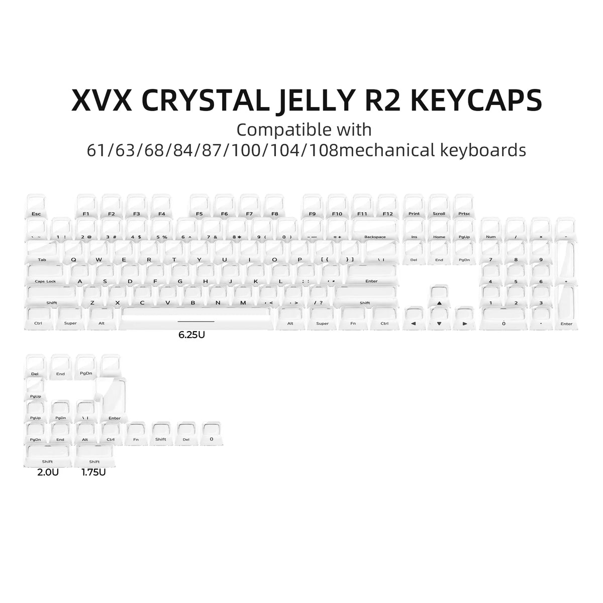 XVX Jelly Crystal Keycaps Side Print Pink/Blue 113keys Double Shote DIY Mechanical Keyboard OEM Profile Translucent Keycaps