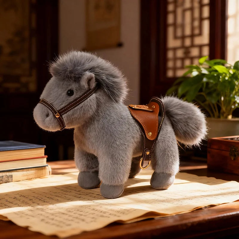 13/22cm High Quality Plush Steed Toy with Saddle Cute Plush Horse Doll Lovely Stuffed Animal Pony Bag Charm