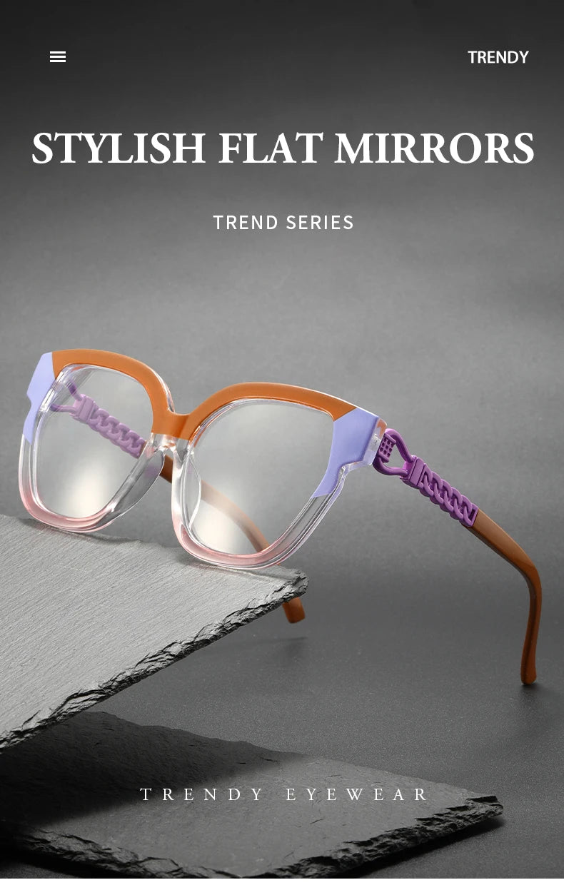 High-Visual-Appeal Cat-Eye Glasses - Unisex, Versatile Blue Light Blocking Plain Glasses