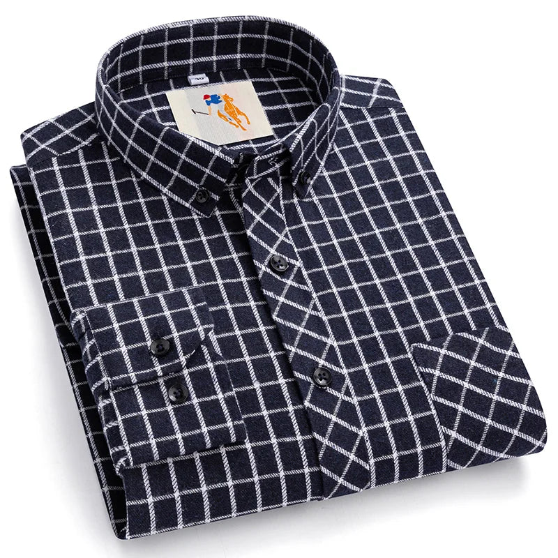 8XL Classic Plaid Men's Flannel Shirts Men Long Sleeve Casual Men's Flannel Shirts Men Long Sleeve Casual Big Size Single Pocket
