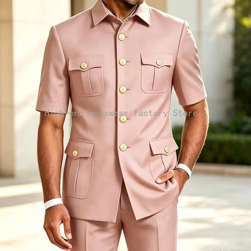New Designal Brown Suits for Men Slim Fit Elegant Wedding Party Tuxedo Formal Business Casual Male Suit 2 Piece Set Jacket Pants