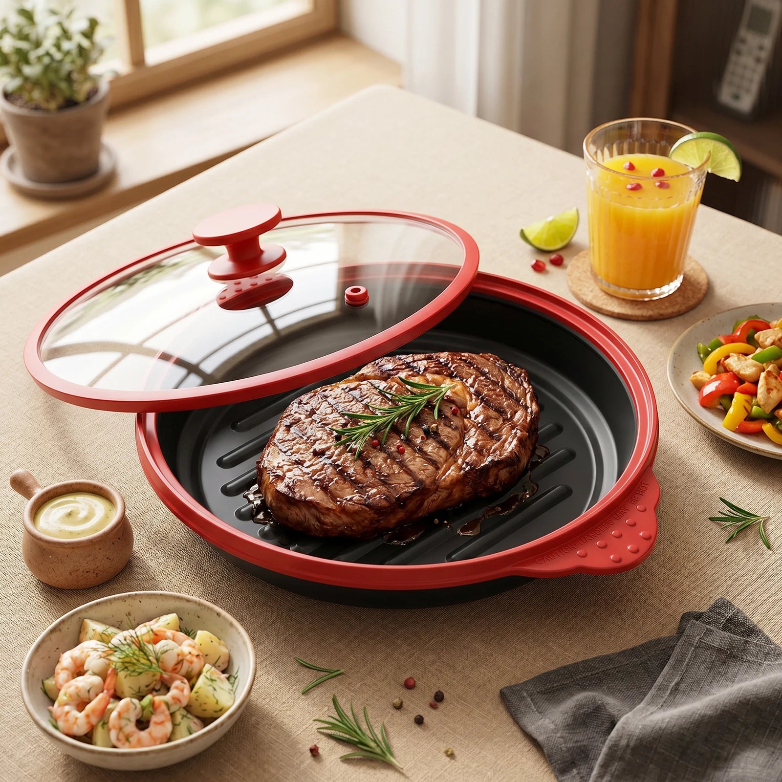Microwave Grill Pan Non Stick Microwave Grilling Pan with Lids Large Capacity Microwaves Frying Pans for Cooking Kitchen Gadgets