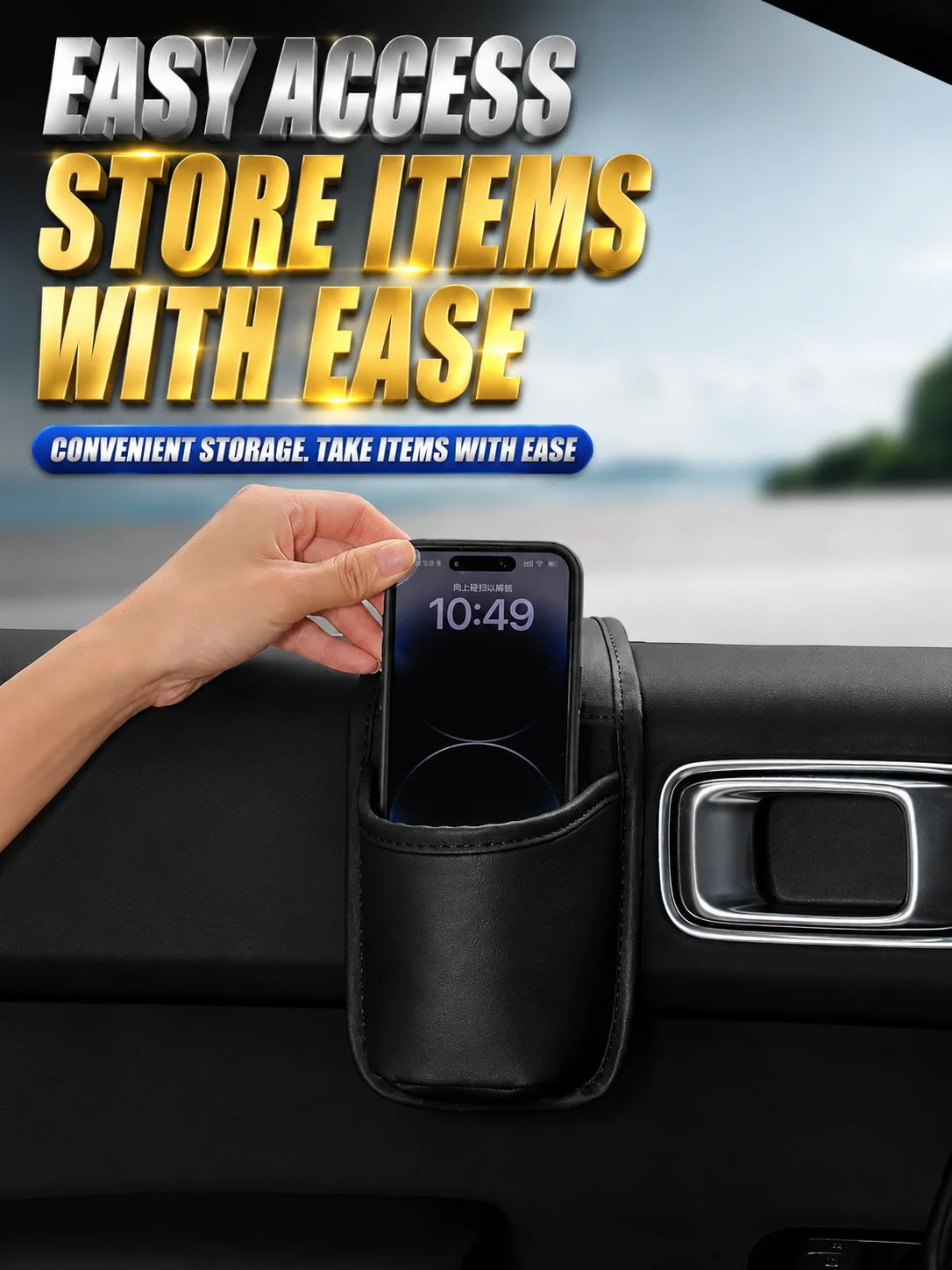 Car Door Cup Holder Self-Adhesived Drink Holder for Side Door Mini Waterproof Pu Leather Trash Bin Umbrella Holder Car Organizer