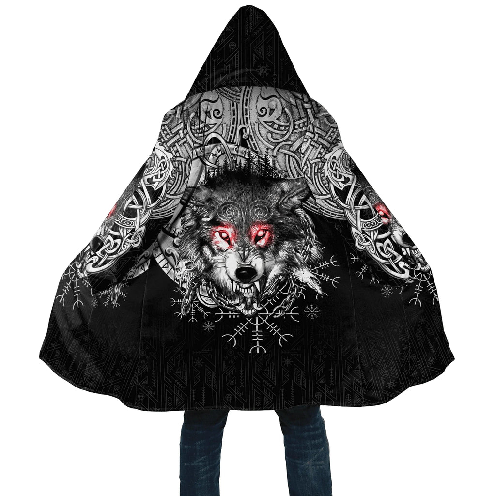 Winter Fashion Mens cloak Norse Odin Raven Tattoo 3D Printed Thick Fleece Hooded Coat Unisex Casual Warm Cape coat DP23