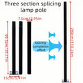 2.8m Black Solar Lamp Pole Set – Outdoor Split Design, Metal Iron Base