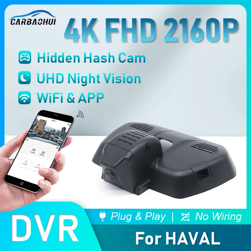 Plug and Play Dash Cam Car DVR UHD Video Recorder Camera For HAVAL H6 H7 F7 F7x H9 H3 DARGO Jolion GWM POER 4K Dashcam USB Port