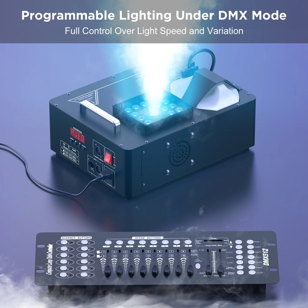 Yiflamefly 1500W Smoke Machine With 24RGB LEDs Vertical Fog Machine Stage Lighting  Spray Fogger For DJ Show Weeding Party Show