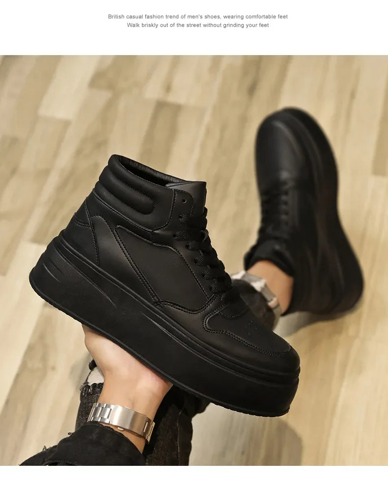 Men Casual Sneakers Platform Ankle Boots High-top Thick Bottom Sneakers Male Outdoor Basketball Shoes Sport Trainers 2025