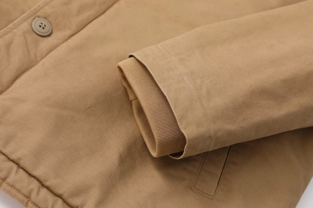 1940s N1 USN Thick Winter Mens Sherpa Fleece Deck Jacket Khaki Jungle Cloth Warm Heavyweight Vintage Parka Cotton Coat For Men