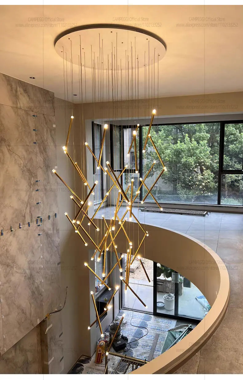 Modern Chandelier Luster Lights For Stair Hall Dining Living Room Duplex Building Indoor Lighting Fixture Staircase Chandelier