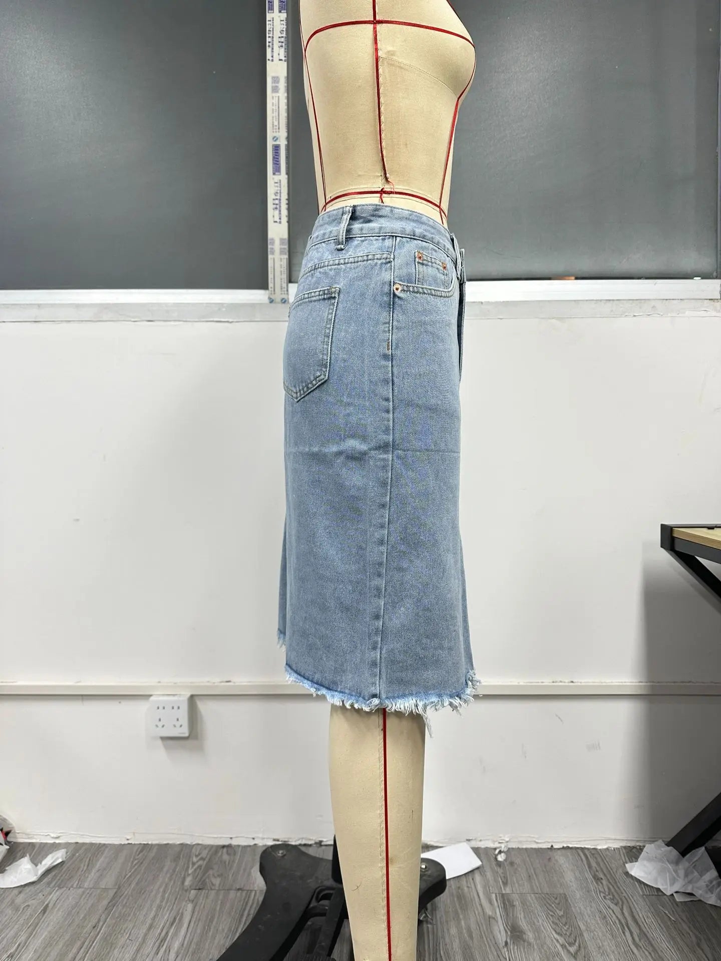 Fashion Midi Cotton Denim Skirt Women 2024 Casual Slim High Waist Asymmetrical Blue Jean Skirts Y2k Faldas Elegant
